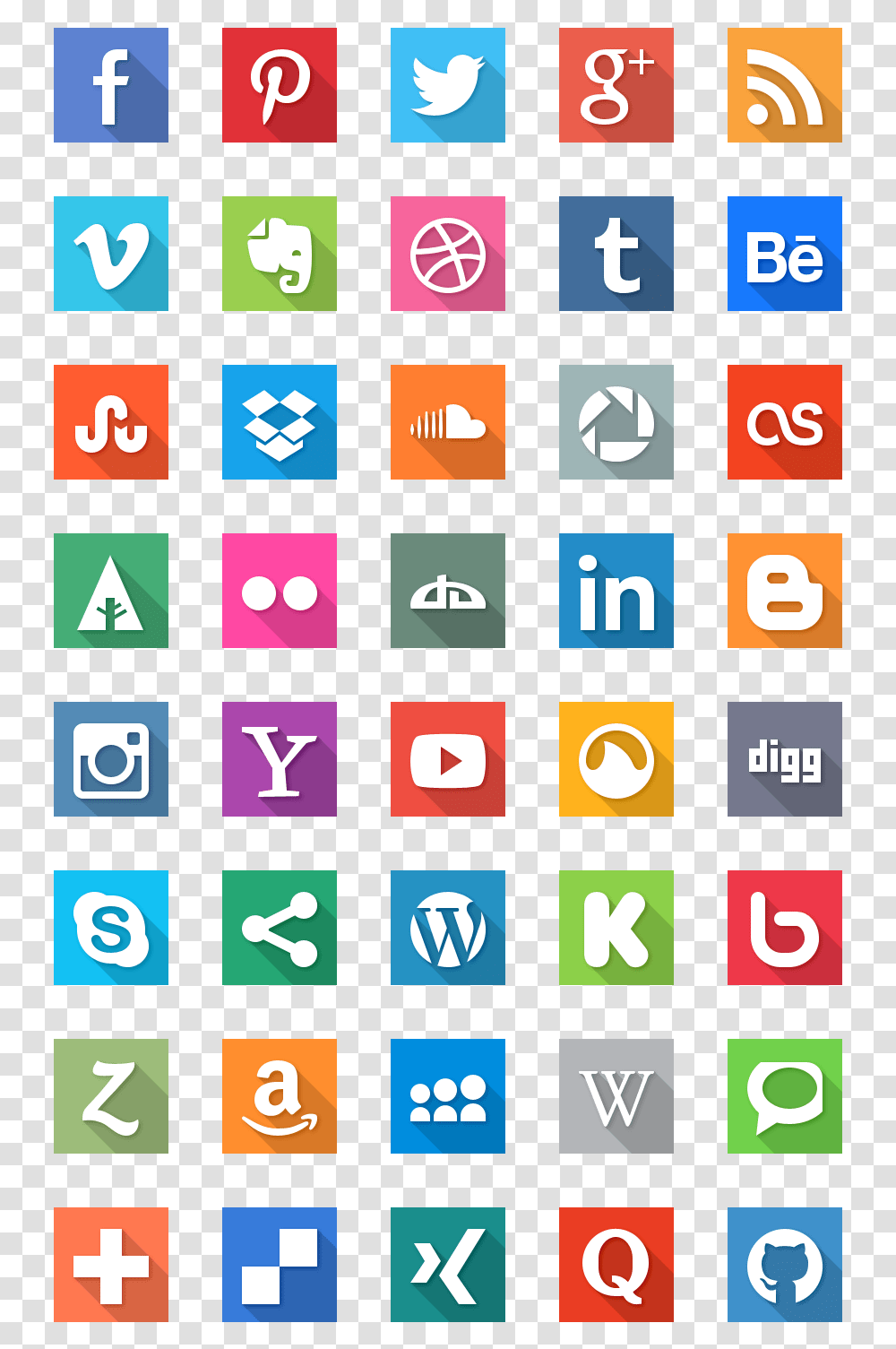 Social Media Icons Flat, Number, Word Transparent Png