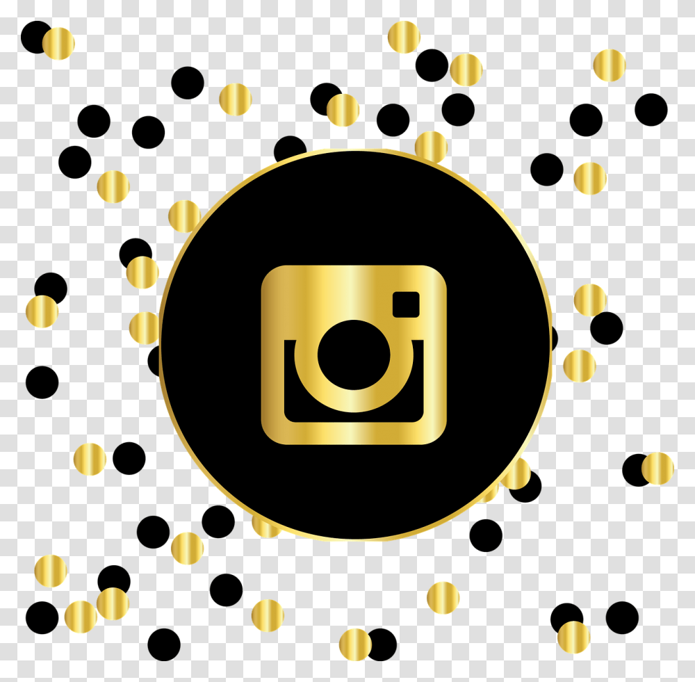 Social Media Icons Website Symbol Circle Black And Gold Instagram Icon, Confetti, Paper, Number Transparent Png