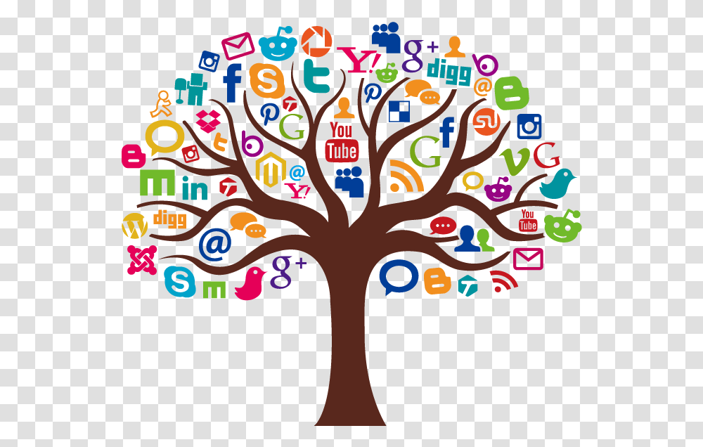 Social Media Marketing Icon Vector Information Tree Social Media Icons Tree, Graphics, Art, Modern Art, Doodle Transparent Png