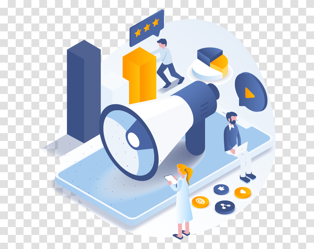 Social Media Marketing Illustration Digital Marketing Isometric Concept, Person, Electrical Device, Security, Telescope Transparent Png