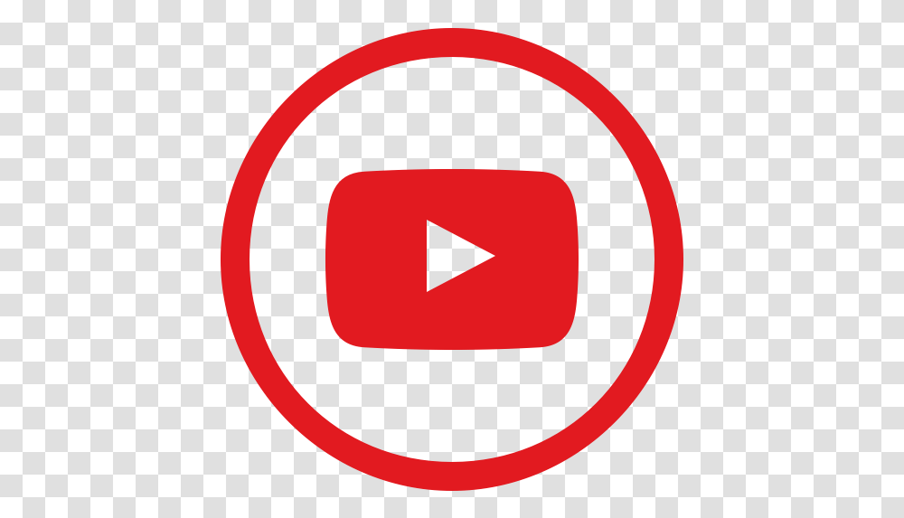 Social Media Youtube Circle Free Icon Of Youtube Red Colour, Symbol, Triangle, Text, Hand Transparent Png