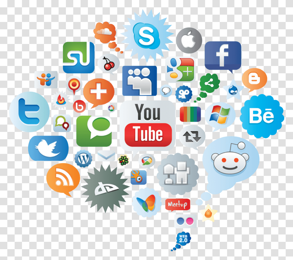Social Network Social Media Icons Cloud, Doodle, Drawing Transparent Png