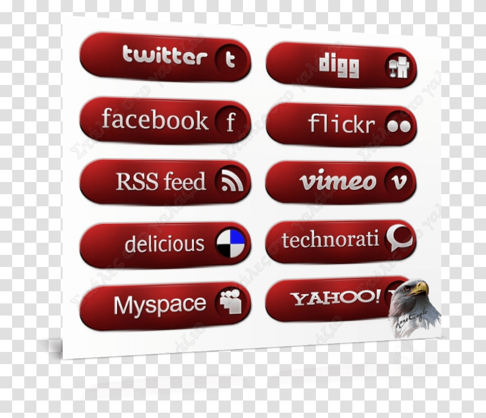 Social Red Buttons Icons Icons Social Bookmarks Icons Twitter, Bird, Animal, Face Transparent Png