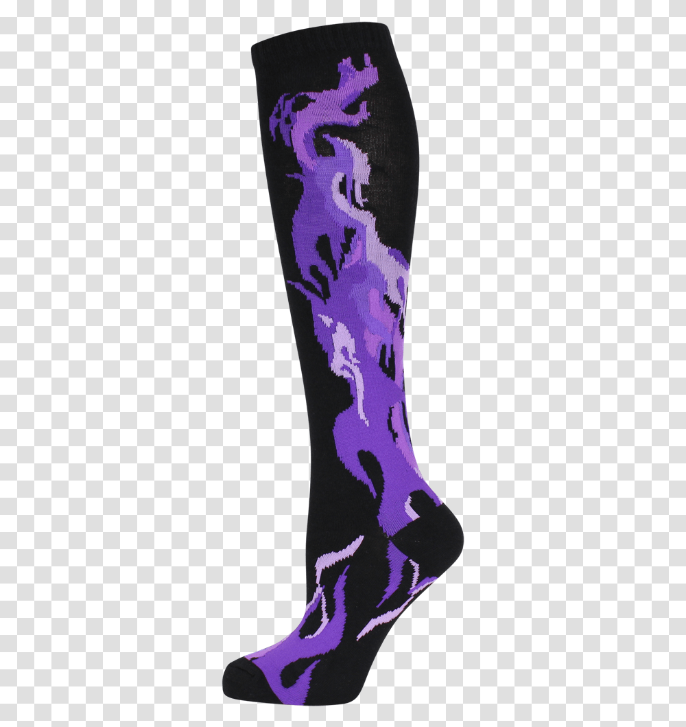 Socks Black Socks With Purple Flames, Clothing, Pants, Shoe, Footwear Transparent Png