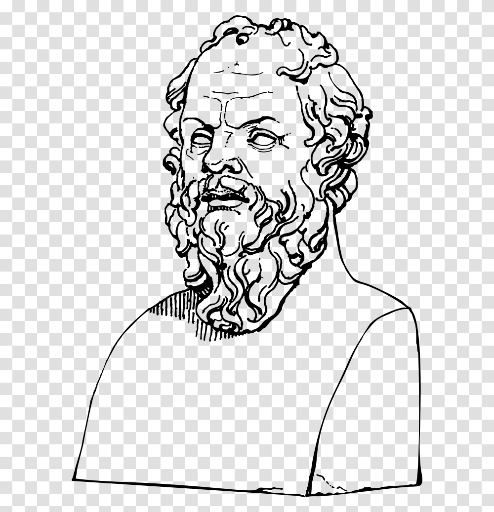 Socrates Bust Line Art Socrates Clip Art, Gray Transparent Png