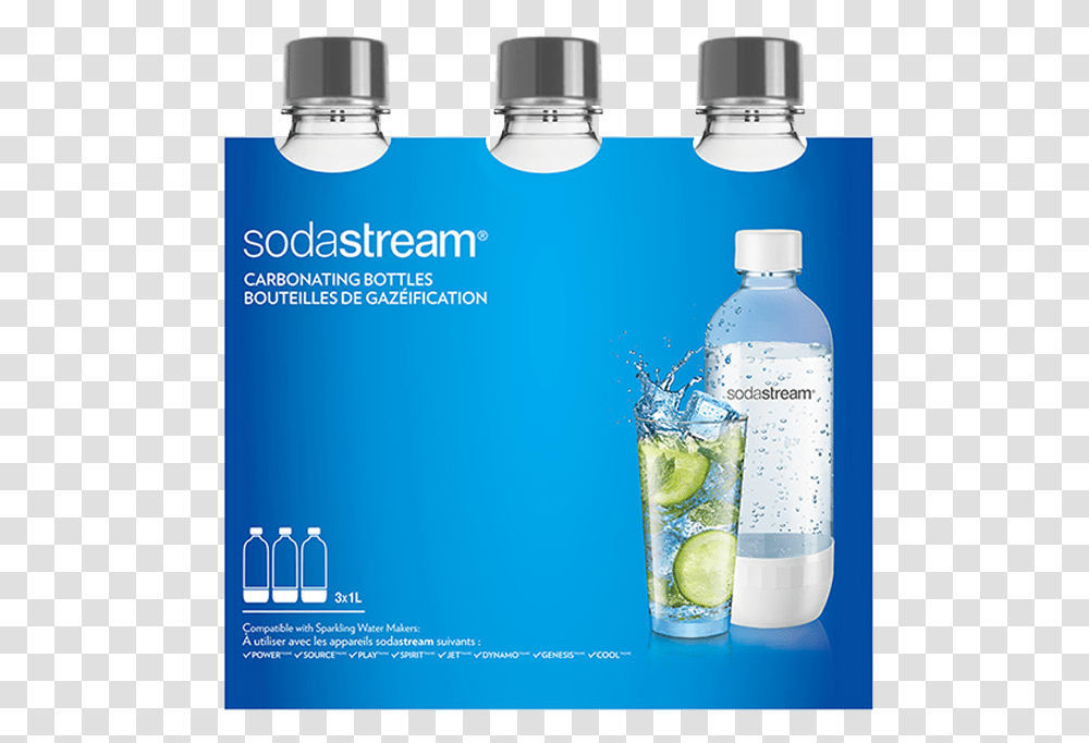 Sodastream 1 Litre Carbonating Bottles Grey Triple, Shaker, Beverage, Drink, Flyer Transparent Png