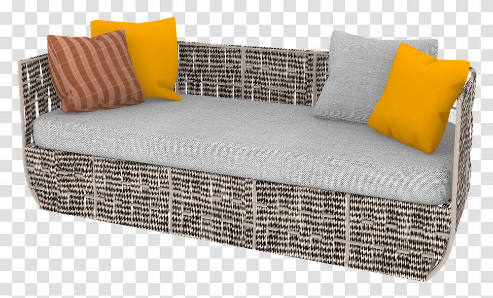 Sofa 3d Render Room Interior Furniture Wood Couch, Pillow, Cushion, Rug, Mattress Transparent Png