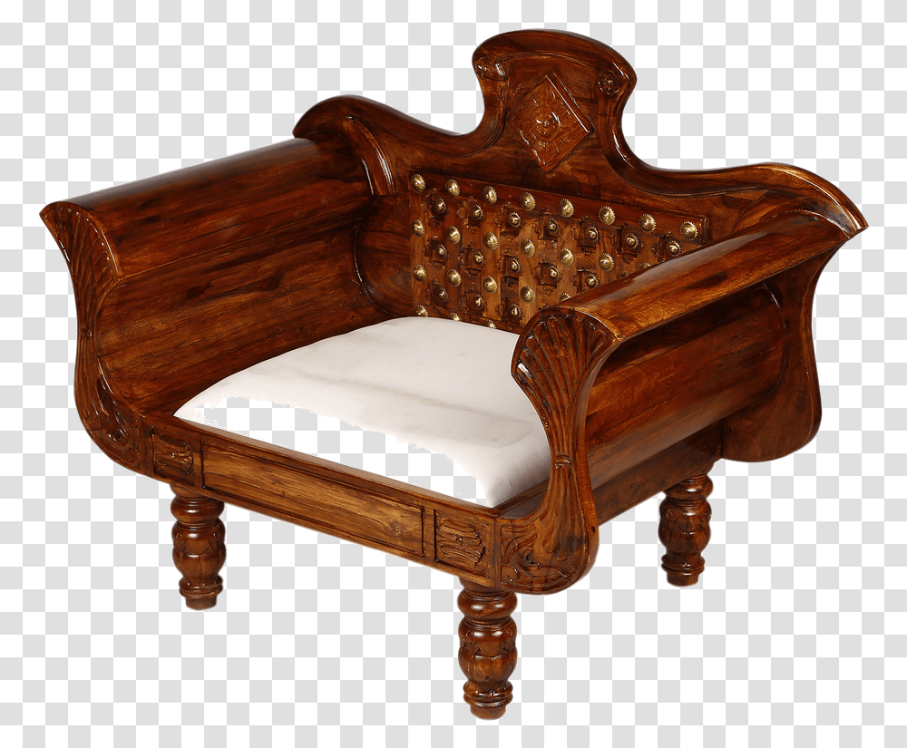 Sofa Chair Brass Work Maharaja Club Chair, Furniture, Armchair, Crib Transparent Png
