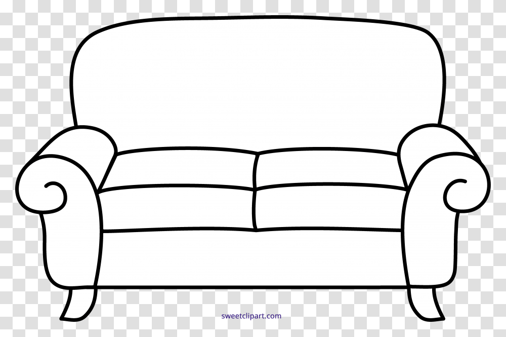 Sofa Line Art Clipart, Couch, Furniture, Cushion, Pillow Transparent Png