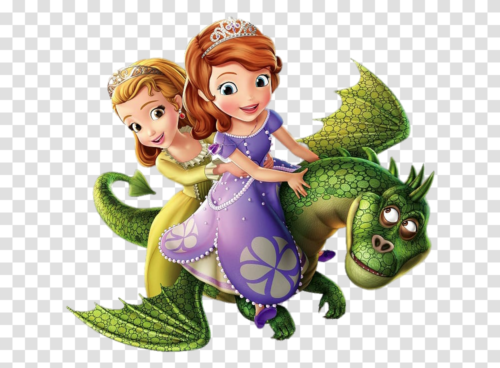 Sofia The First And Rapunzel Sofia The First With Dragon, Person, Human, Toy, Figurine Transparent Png