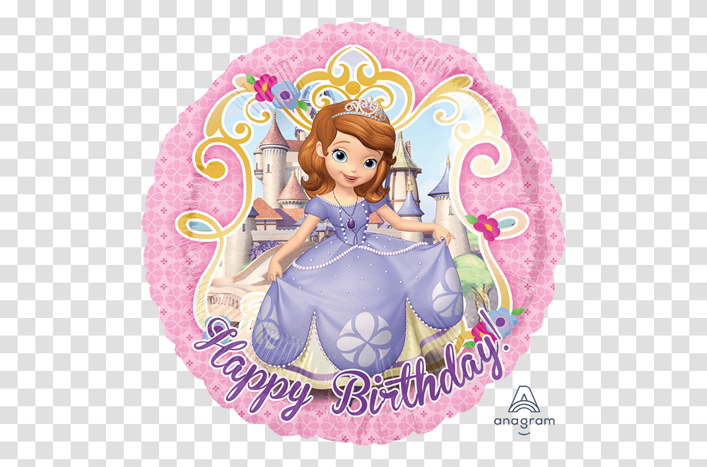Sofia The First Happy Birthday Balloon Happy Birthday Princess Sofia The First, Doll, Toy, Person, Human Transparent Png