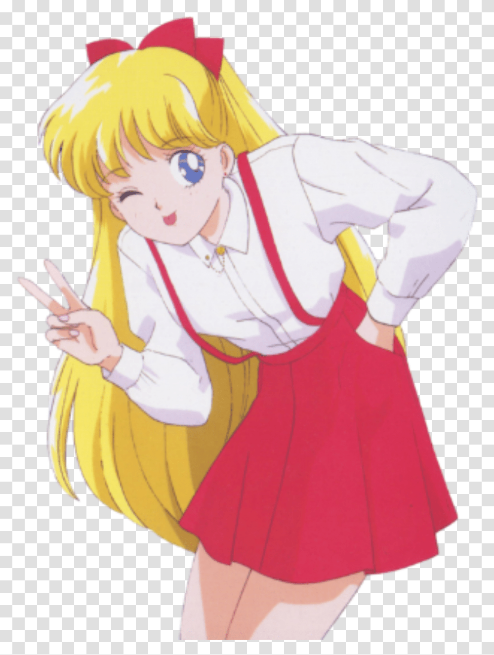 Soft Sailormoon Anime Peace Sign Wink Sticker By Sailor Venus, Comics, Book, Manga, Person Transparent Png