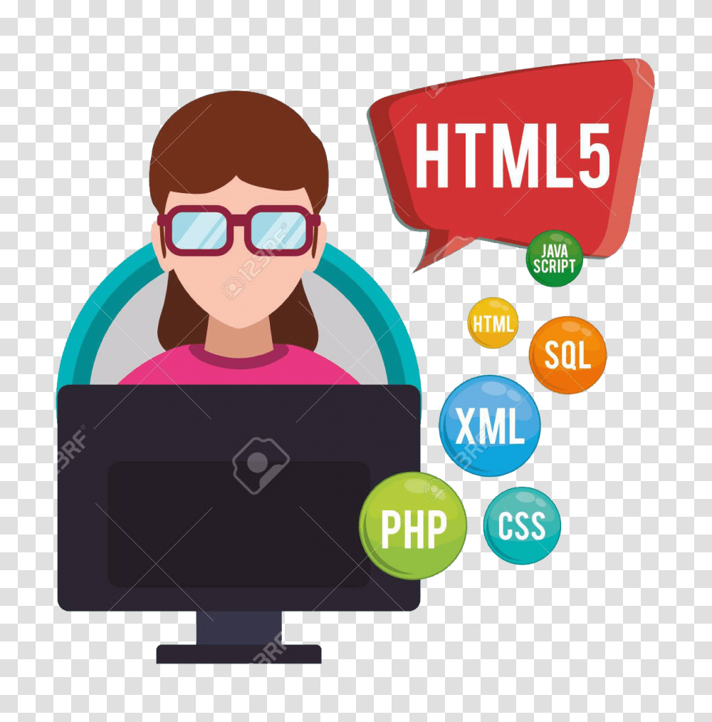 Software Developer Clipart Download Computer Programmer Girl Icon, Label, Person, Sunglasses Transparent Png