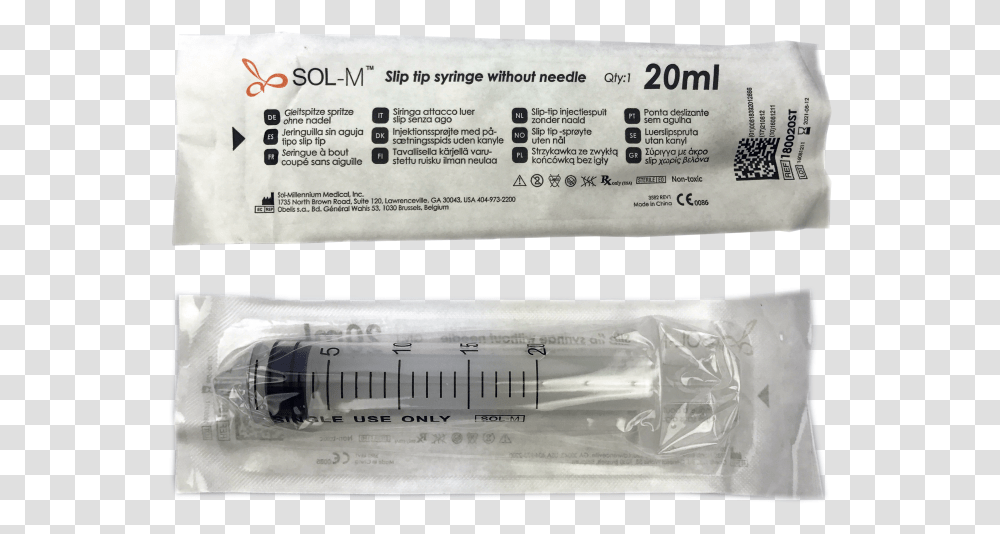 Sol M Slip Tip Syringe Wo Needle 20ml 100pcs Cylinder, Airplane, Aircraft, Vehicle, Transportation Transparent Png