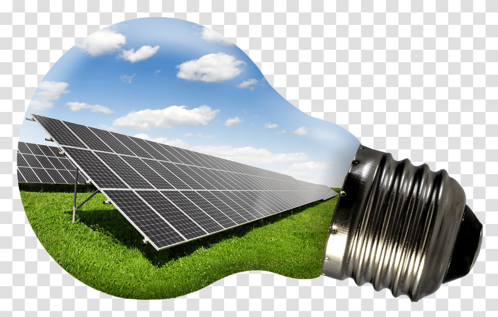 Solar Energy Light Bulb And Nuclear Energy, Solar Panels, Electrical Device Transparent Png