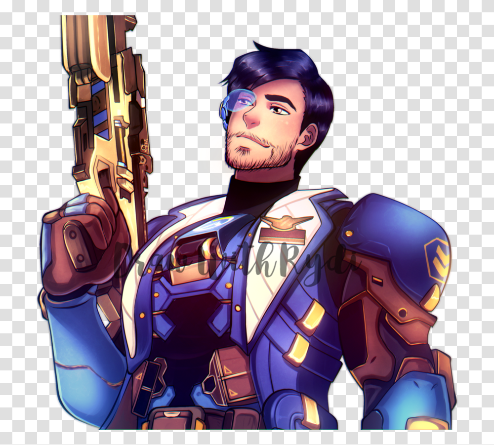 Soldier 76 By Lucia Garcia On Http Anime Soldier 76 Overwatch, Helmet, Apparel, Person Transparent Png