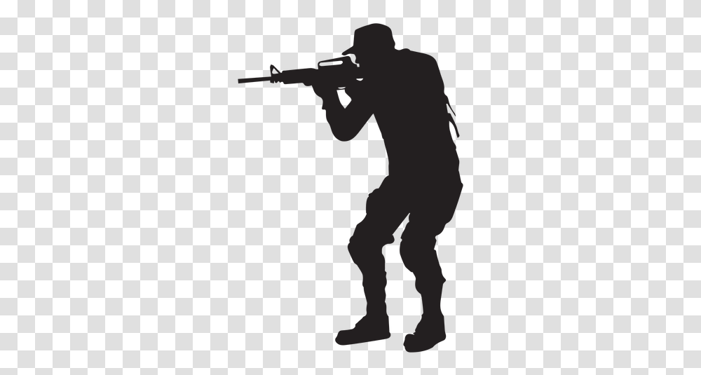 Soldier Aiming With Rifle Silhouette Soldado, Person, Horse, Mammal, Animal Transparent Png