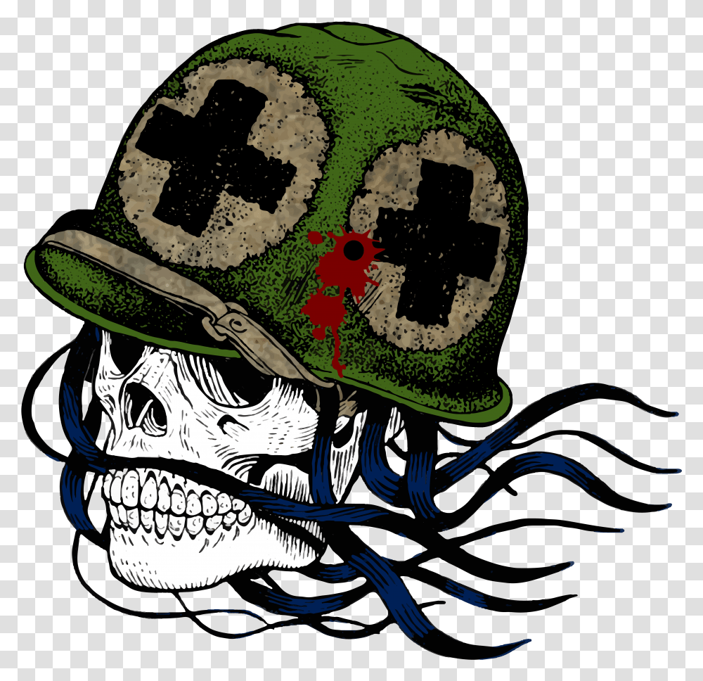 Soldier Helmet Clipart Skull With Medic Helmet, Apparel, Hat, Person Transparent Png
