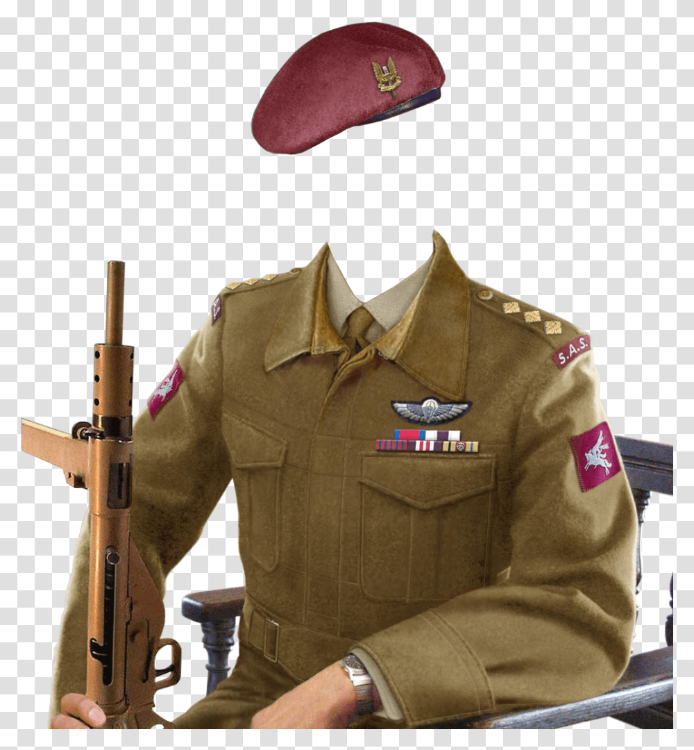 Soldier Image Ww2 British Uniform Officer, Military, Military Uniform, Person, Wristwatch Transparent Png