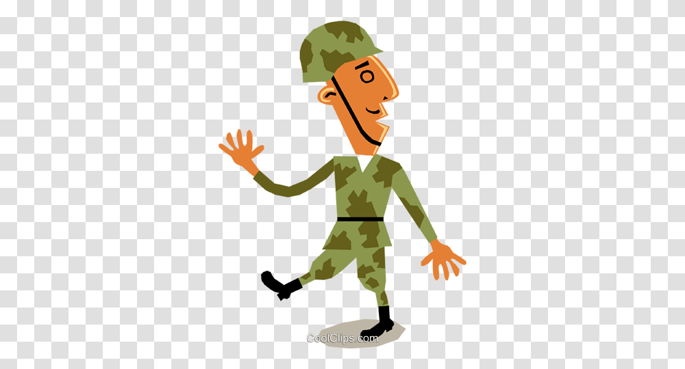 Soldier Marching Royalty Free Vector Clip Art Illustration, Military Uniform, Person, People, Green Transparent Png