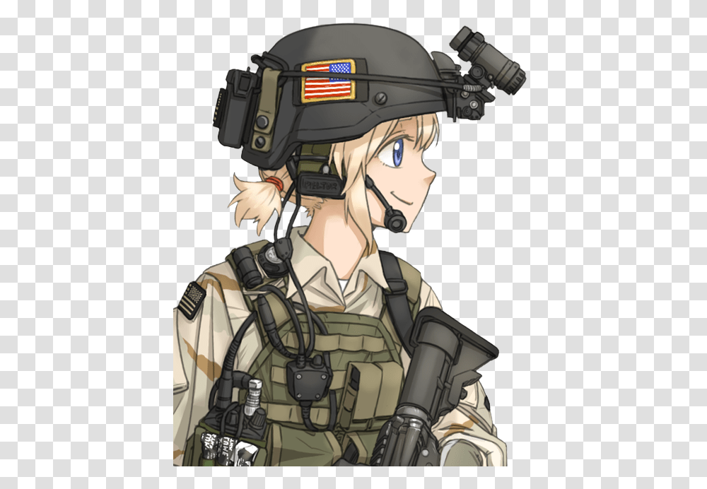 Soldier Mercenary Weapon Military Profession Anime Operator Chan, Comics, Book, Helmet Transparent Png