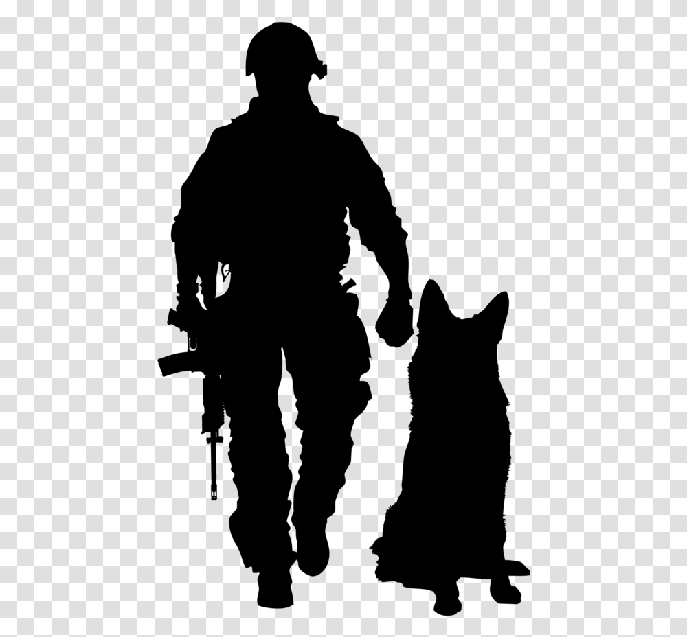 Soldier Silhouette Soldier And Dog Silhouette, Gray, World Of Warcraft Transparent Png