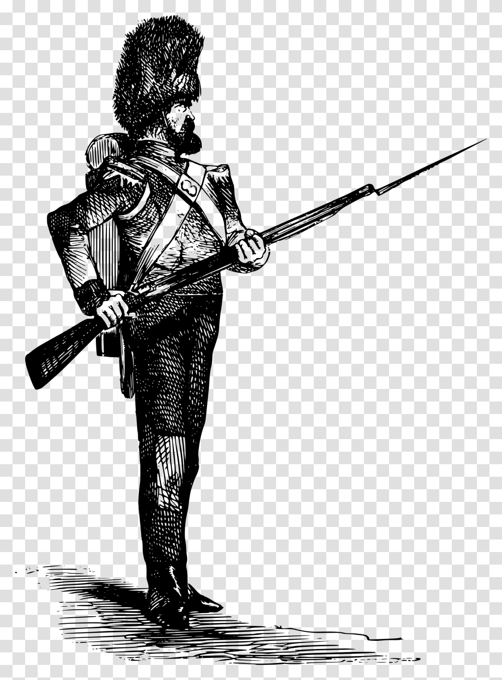 Soldier With A Bearskin And A Gun T Shirt Second World War, Gray, World Of Warcraft Transparent Png