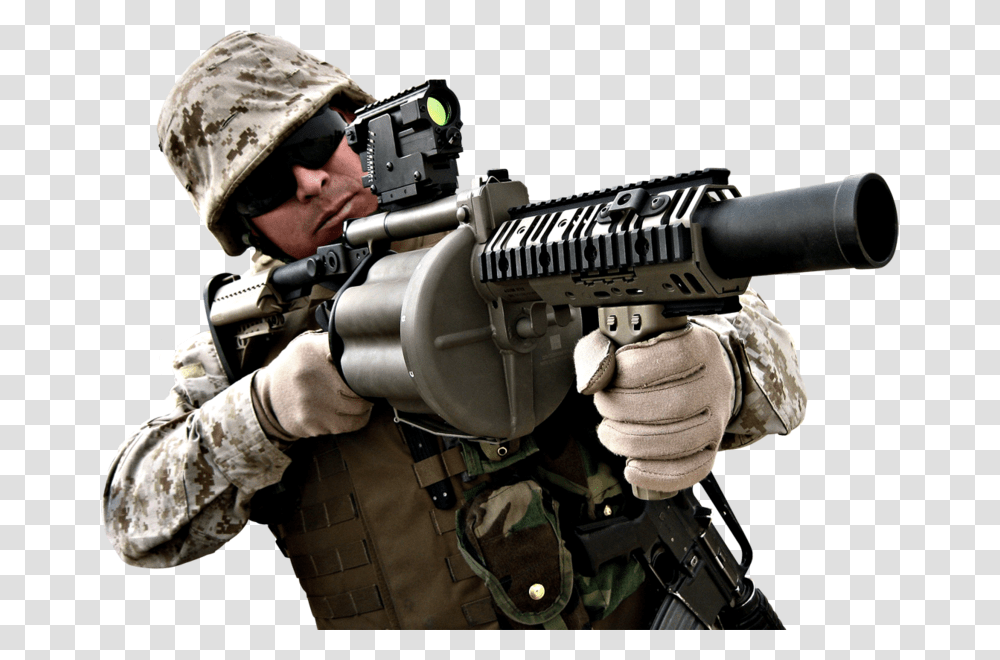 Soldier With Grenade Launcher, Helmet, Person, Military, Military Uniform Transparent Png