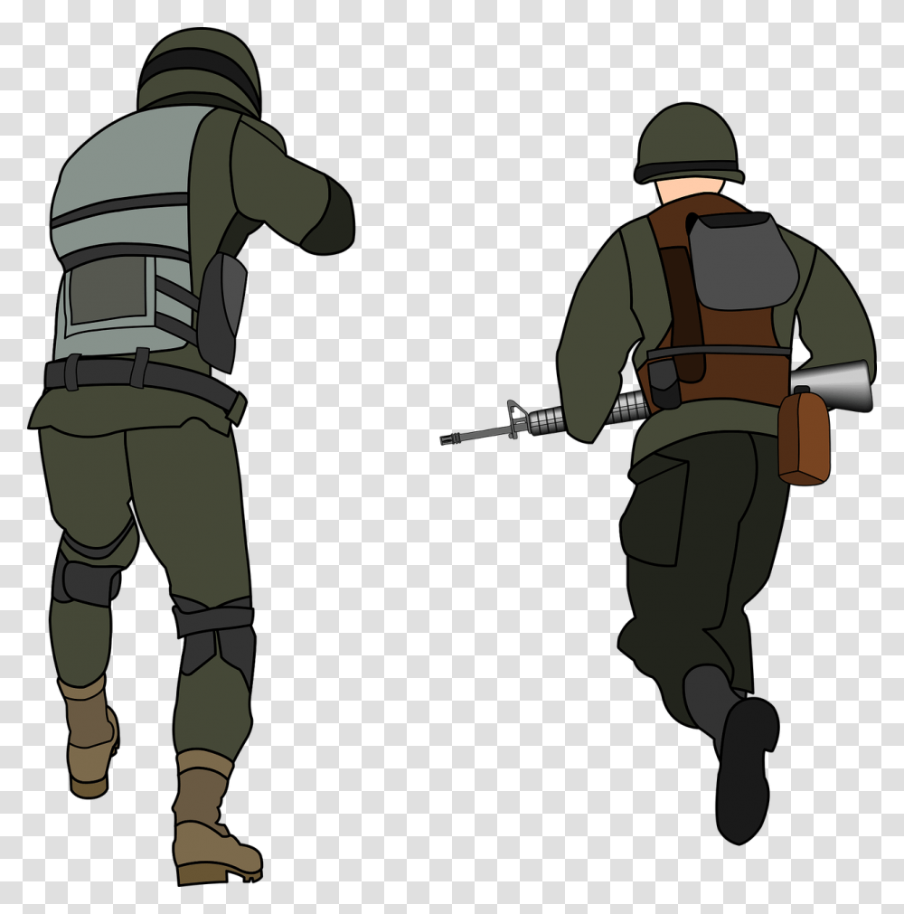 Soldiers Fighting Soldier Back View, Ninja, Person, Human, Fireman Transparent Png