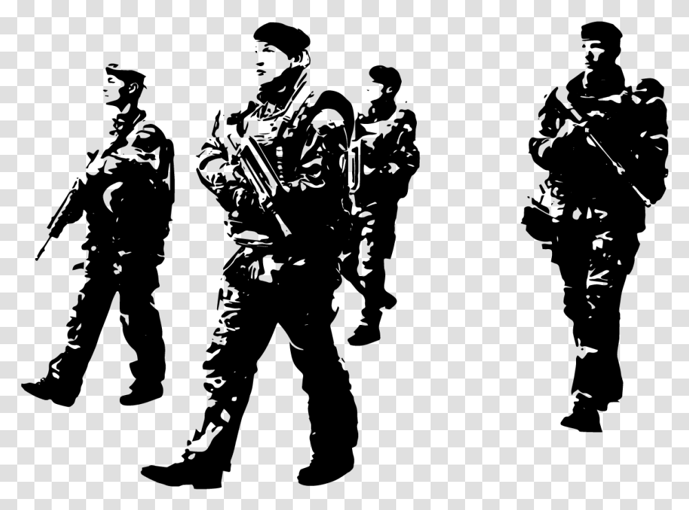 Soldiers On Patrol Eu Army Anti Terrorism Silhouette French Soldiers In Paris, Gray, World Of Warcraft Transparent Png