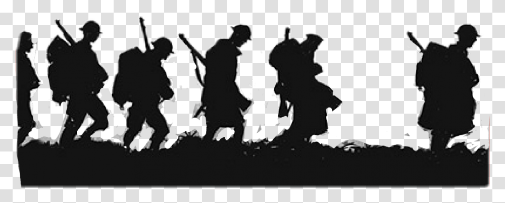 Soldiers Silhouette World War 1 Trenches Silhouette, Person, Party, People, Crowd Transparent Png