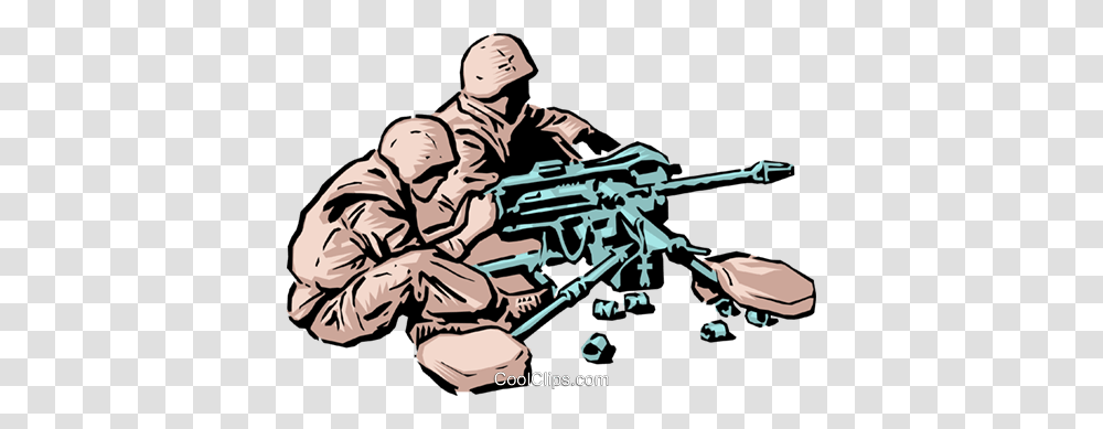 Soldiers With Machine Gum Royalty Free Vector Clip Art, Person, Weapon, People, Gun Transparent Png