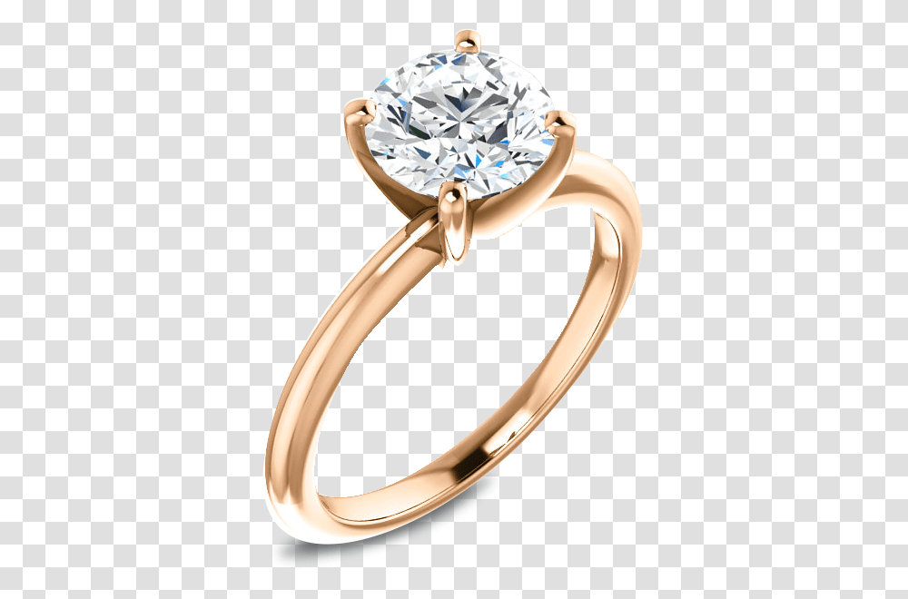 Solitaire Round Engagement Ring In Rose Gold, Jewelry, Accessories, Accessory, Diamond Transparent Png