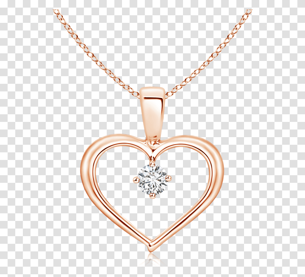Solitaire Round Lab Grown Diamond Open Heart Pendant, Locket, Jewelry, Accessories, Accessory Transparent Png