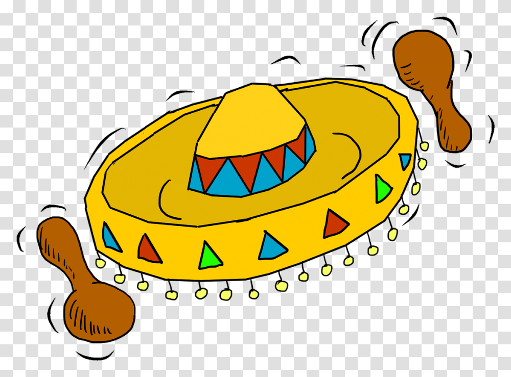 Sombrero Hat Mexican Hat Mexico Straw Hat Maraca Cartoon Mexican Background, Apparel, Transparent Png