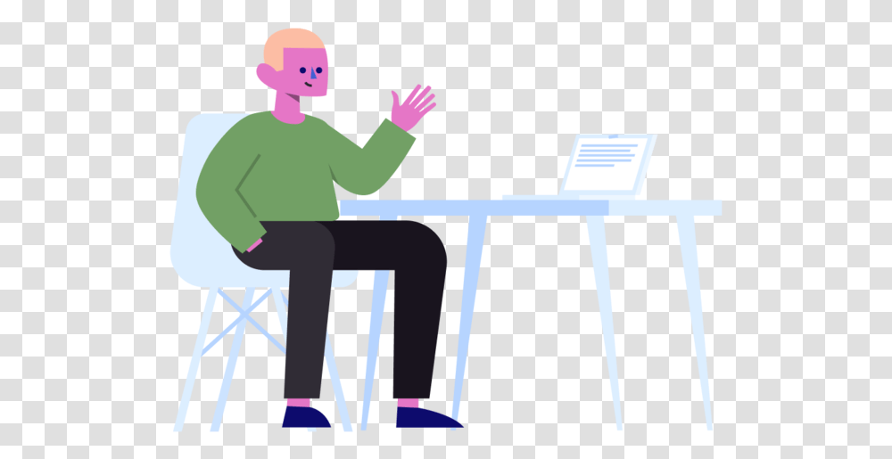 Someone At Desk Sitting, Standing, Person, Word, Dating Transparent Png