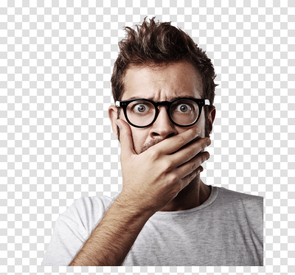 Someone In Shock, Face, Person, Human, Glasses Transparent Png