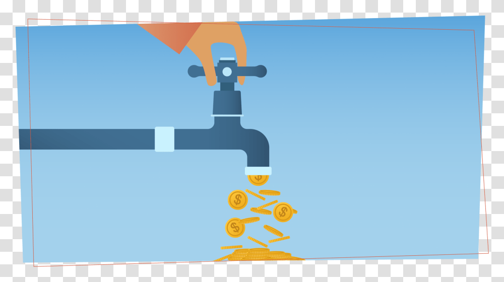 Someone Turning The Knob On A Faucet As Gold Coins Graphic Design, Indoors, Sink, Sink Faucet, Tap Transparent Png