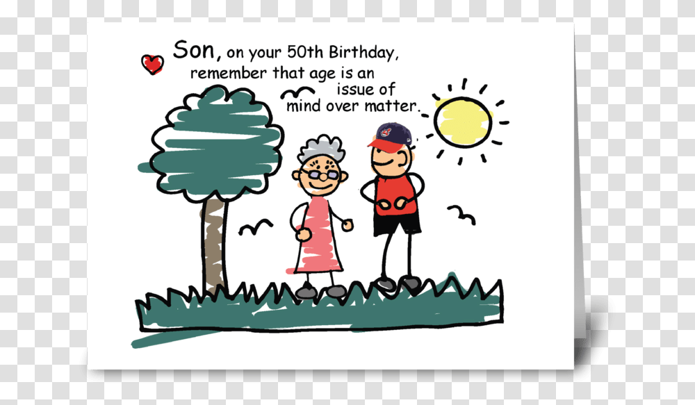 Son 50th Birthday Humorous Stick Figures Greeting Card Happy Birthday Son Humour, Comics, Book, Bird, Animal Transparent Png
