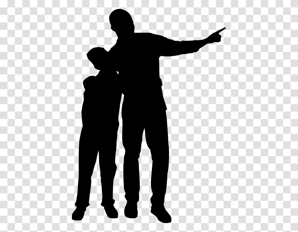 Son Father Pointing Away Looking Away Boy Man Father And Son Silhouette, Gray, World Of Warcraft Transparent Png