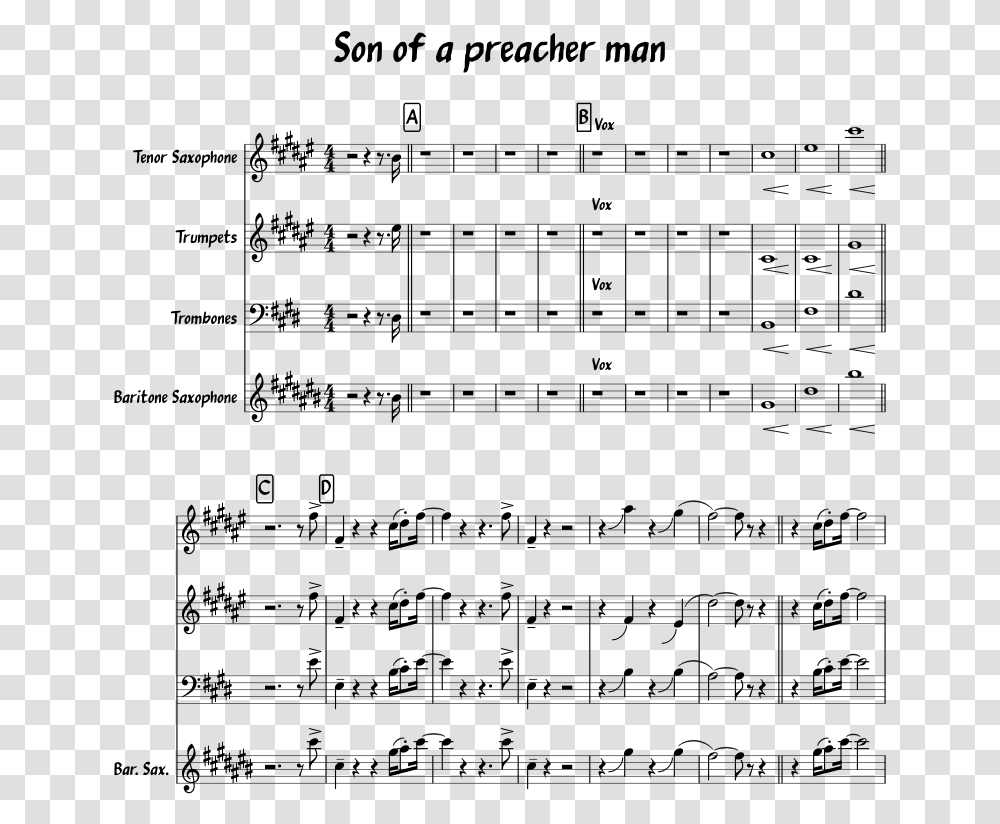 Son Of A Preacher Man Sheet Music For Tenor Saxophone Sheet Music, Gray, World Of Warcraft Transparent Png