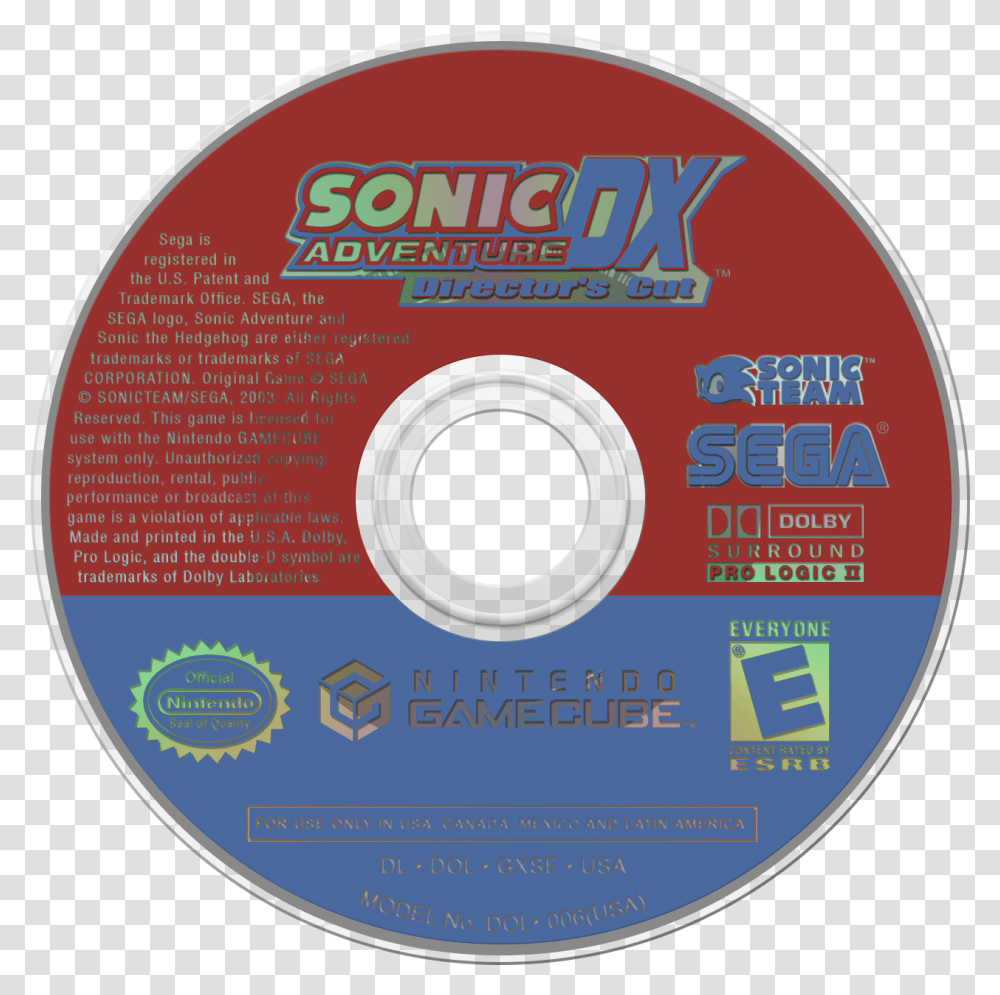 Sonic Adventure Dx Sonic Heroes Gamecube Disc, Disk, Dvd Transparent Png