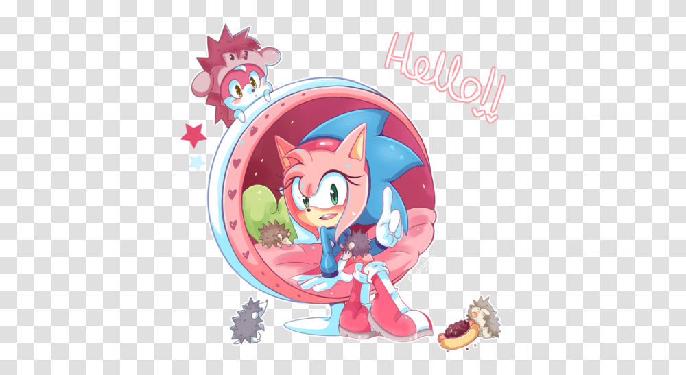 Sonic And Amy Wallpaper Possibly Containing Anime Entitled Kawaii Amy Rose Cute, Label, Text, Comics, Book Transparent Png