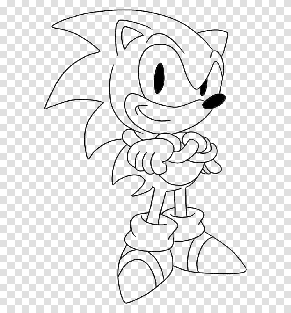 Sonic Is Being Issued A Thumbs Up The Hand Coloring Classic Sonic Coloring Pages, Stencil, Lace Transparent Png