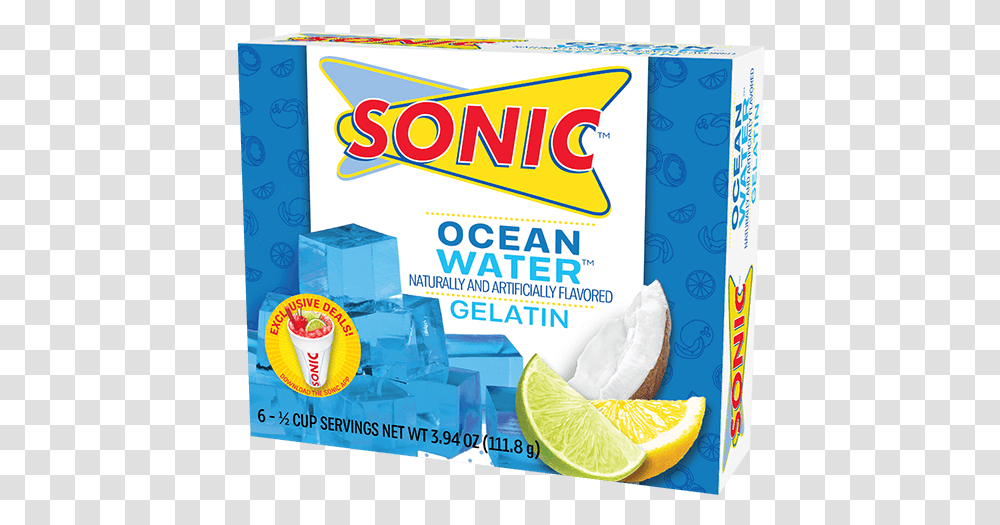 Sonic Ocean Water Gelatin Sonic Jello, Lime, Citrus Fruit, Plant, Food Transparent Png