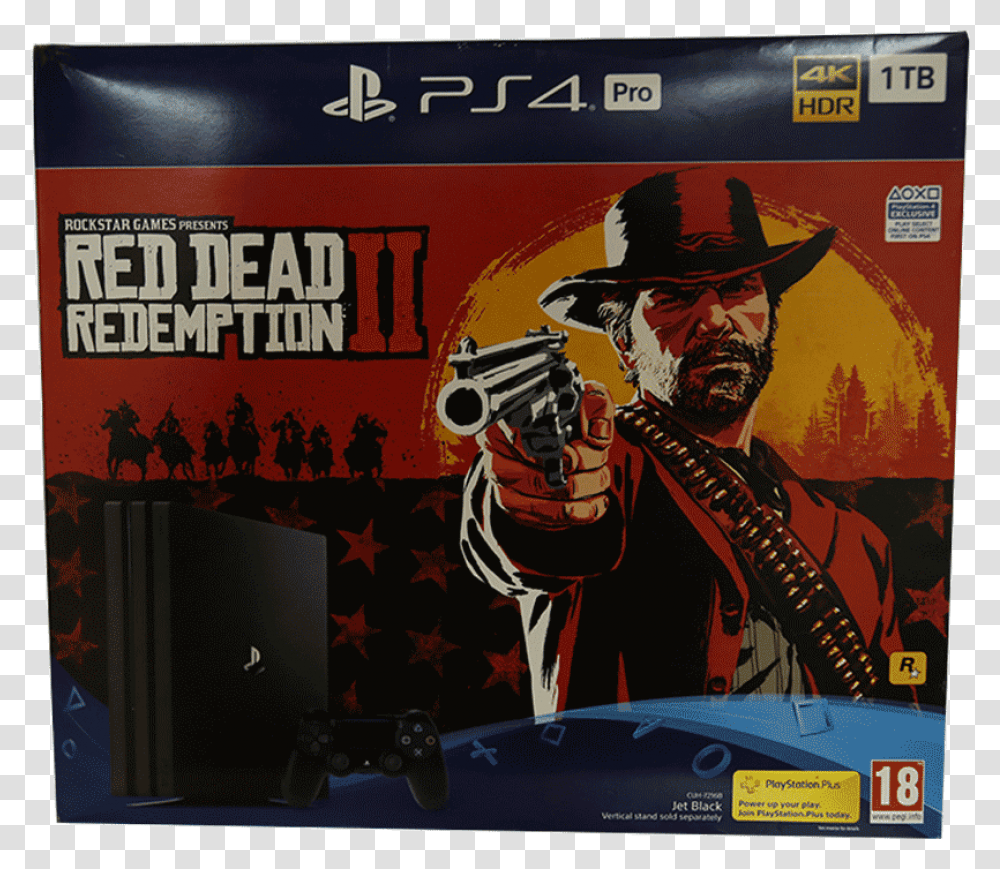 Sony Ps4 Console Pro Red Dead Redemption 2 Bundle Red Dead Redemption, Advertisement, Poster, Person, Flyer Transparent Png