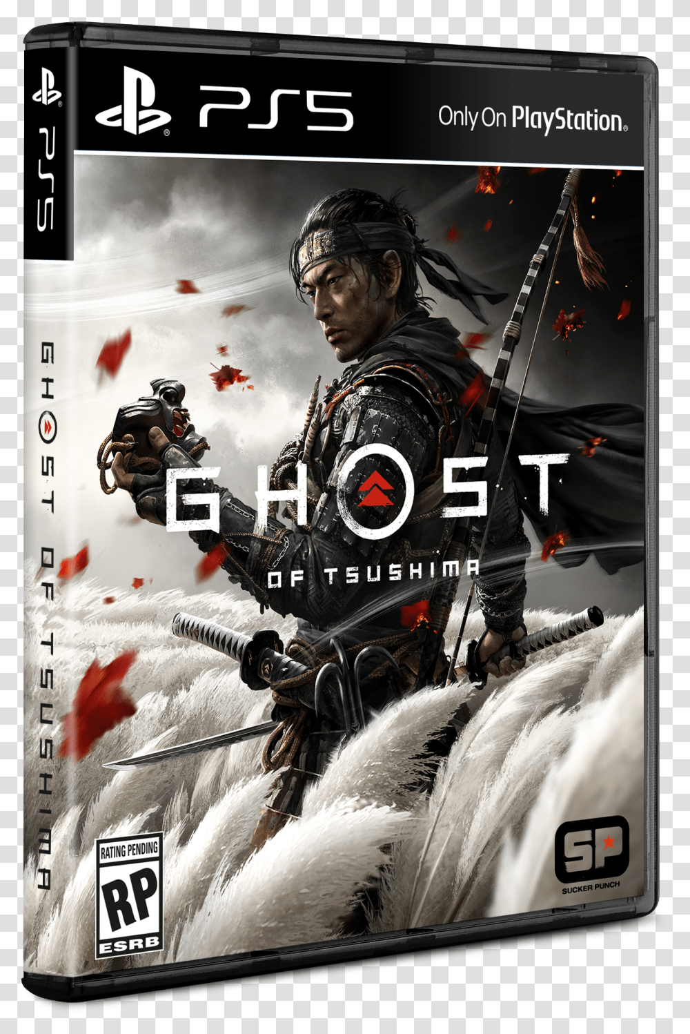 Sony Share The New Playstation 5 Logo Ghost Of Tsushima Box Art, Poster, Advertisement, Person, Samurai Transparent Png