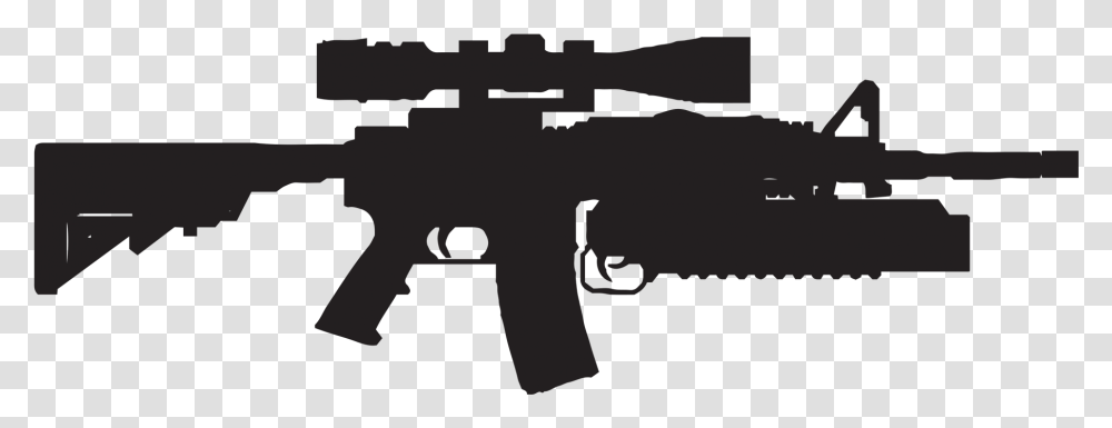 Sopmod M4 Carbine Advanced Combat Optical Gunsight Big Gun, Silhouette, Stencil, Weapon, Weaponry Transparent Png