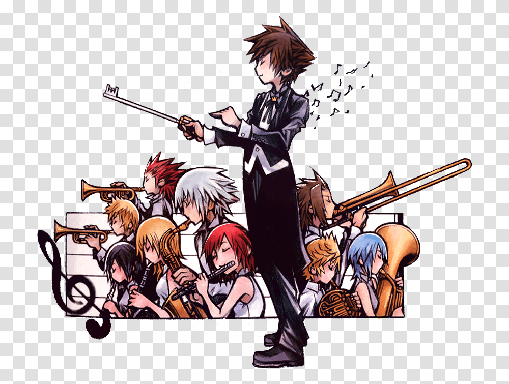Sora Kairi Roxas Aqua Xion And 5 Kingdom Hearts Orchestra World Tour, Manga, Comics, Book, Person Transparent Png