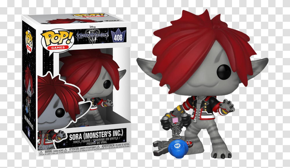 Sora Monster's Inc Kingdom Hearts 408 Damaged 710 Sora Monsters Inc Funko, Toy, Label, Text, Figurine Transparent Png